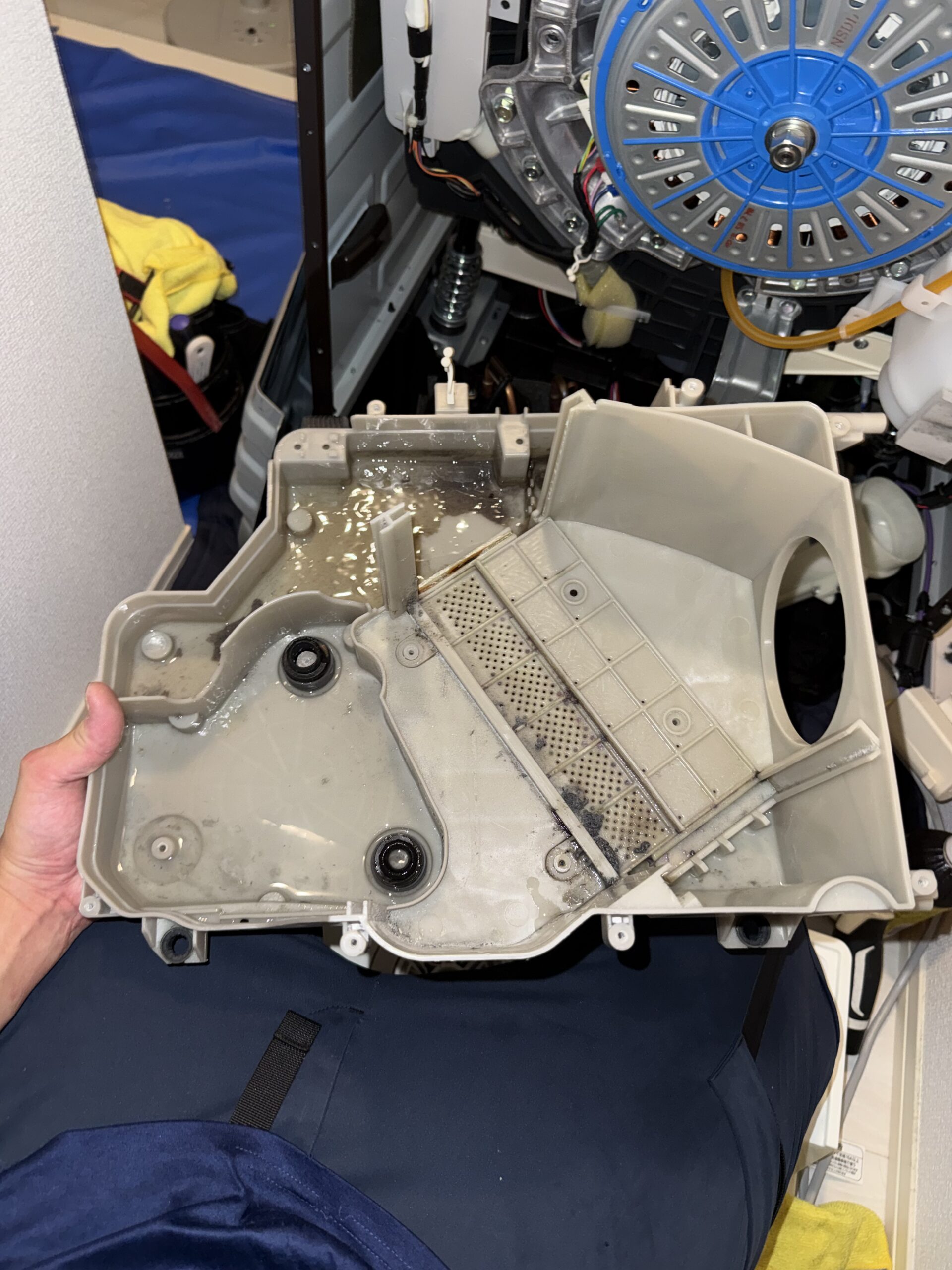 東芝ドラム式洗濯機 ヒートポンプユニット格納部 クリーニング前